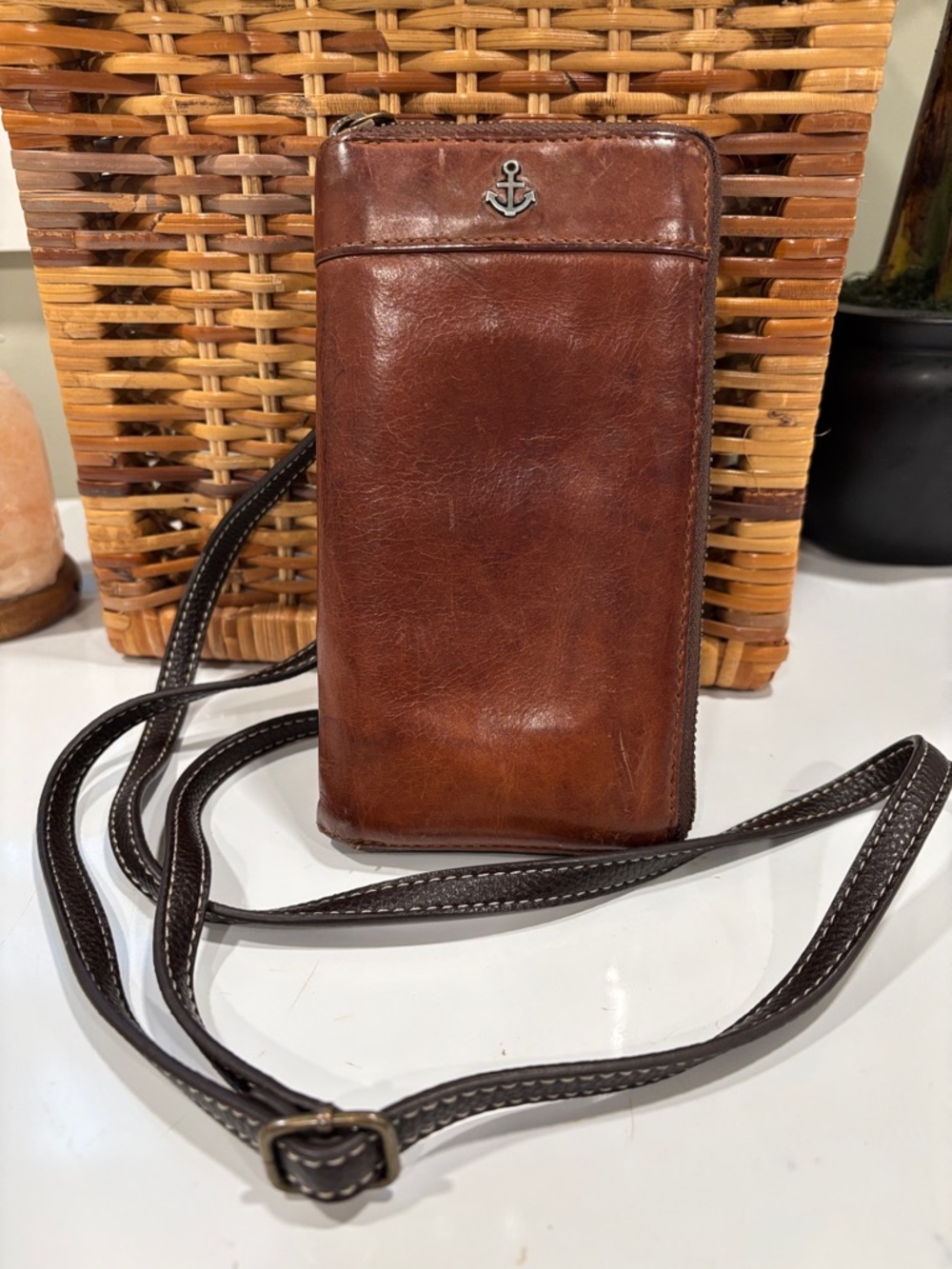 HARBOUR 2nd ⚓️ “Love Lina” Leather Cell Phone Wallet/Crossbody in Cognac/Brown
